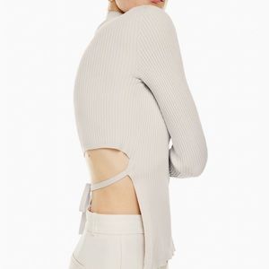 NWT Babaton Sculpt Knit Tie-Back Longsleeve